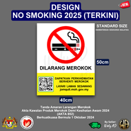 2025 No Smoking Sign /Dilarang Merokok🚭Papan Tanda No Vaping Acrylic Board Standard KKM Sticker