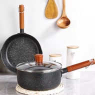 Induction Cooker 20cm 22cm Non-Stick Frying Pan Deep Fry Pan Noodle Pan Light Weight Wok Milk Pan Pot Soup Wok With Lid