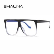 SHAUNA Anti-Blue Light Glasses Frames Oversized Square Sunglasses Retro Flat Top Sun Glasses UV400eo