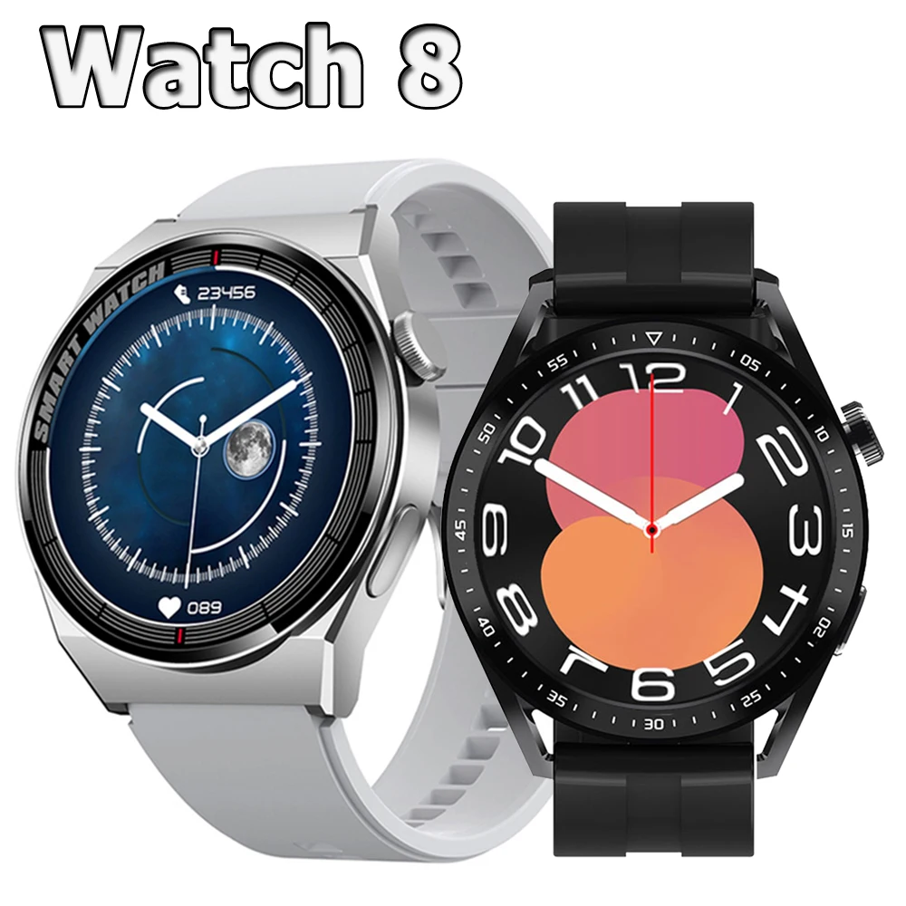 นาฬิกาอัจฉริยะ8เรือนของแท้ใหม่2023นาฬิกาอัจฉริยะสำหรับผู้ชายและผู้หญิง AMOLED GPS อัตราการเต้นหัวใจ smartwatch olahraga โทรบลูทูธ2023 PK HelloWatch3Plus