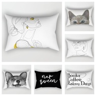 Black White Letters Cats Dog Cushion Cover 30x50 40x6 0cm/12x20in 16x24in Abstract Geometric Rectangular Sofa