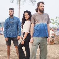 Indigo and ebony tie dye T-shirt for men. Natural cotton shirt for summer.