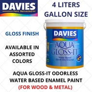 ✁Davies Gallon Aqua Gloss It Enamel Odorless Paint Wood Metal 4L