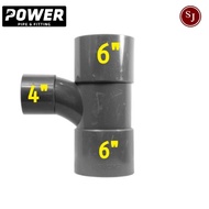 Tee Y 90 POWER 6 x 4" inch D-LT PVC LARGE Radius Tee TY 90 degrees