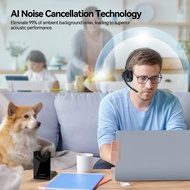 AUSDOM A2302 Trucker Bluetooth 5.1 AI Noise Cancelling Mics Wireless Headset With Charger Stand 50h 