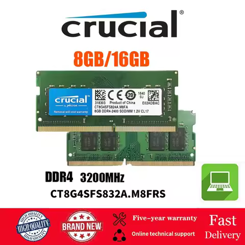 DDR4 Memory 8GB 3200MHZ Crucial CT8G4SFS832A.M8FRS DDR4 RAM SODIMM 3200MHz 260Pin 1.2V RAM PC4-25600