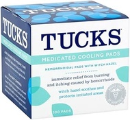 TUCKS Medicated Cooling Pads 100 Each (Pack of 10)