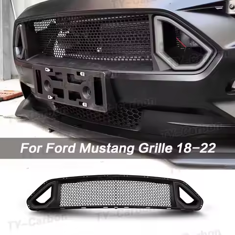 Car Grill Front Grille Plastic Replacement Bumper Hood Mesh With LED Light Auto Kit For Ford Mustang