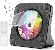 Portable CD Player, Bluetooth CD Kpop Player for Desktop with HiFi Sound Speaker, Cute FM Radio CD Music Player for Home with Remote Control, Dust Cover, LED Screen, Support AUX/USB, Headphone Jack