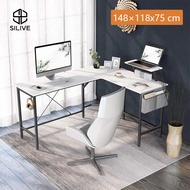 Silive Shop โต๊ะคอม เปลี่ยนมุมซ้ายขวาได้ มีชั้นวางหน้าคอม โต๊ะเรียน โต๊ะรูปตัว L โต๊ะทำงาน มีถุงผ้าใส่เอกสาร ไซน์ใหม่ #A-B009
