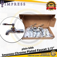 Impress High Quality Chrome Plated Faucet 1/2 inches for Kitchen Bathroom Outdoor Garden Plain Bibb