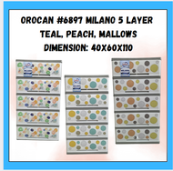 Orocan 6897 Milano 5 Layer Drawer -Teal, Peach and Mallows/ Storage/organizer/Drawer/Damitan