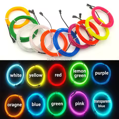 GZYUCHAO EL 2.3mm Neon Light Stage Costume Decor Light Neon LED lamp Flexible EL Wire Rope Tube