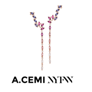 A.CEMI Purple Blooming Lotus Gradient Earring ต่างหูเงินแท้ ชุบทอง 18K โรสโกลว์