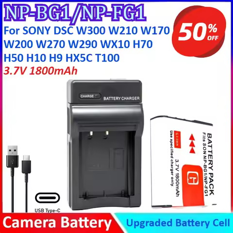 NP-BG1/NP-FG1 3.7V 1800mAh Camera Battery+Charger For SONY DSC W300 W210 W170 W200 W270 W290 WX10 H7