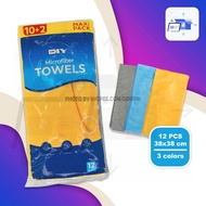 Microfiber Towels Large 12pc Pack 38x38cm Orange, Grey, Blue gds41207
