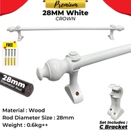 SUPERSAVE Wooden Curtain Rod 28mm Heavy Duty Wooden Rod Solid Rod Langsir/Rod Set/Kayu Langsir/Batang Langsir