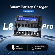 8-Slot Battery Charger AAA Li-Ion Ni-MH LCD Display USB Type C Fast Charge Rechargeable Battery Char