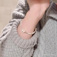 Women's Pure Silver Valentine's Day Bowknot Send Girlfriend Flowers Brocade Silver Bracelet 999 Birt