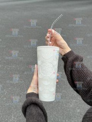 星巴克杯子海洋貝母榴蓮杯大容量吸管杯周年慶海洋情侶對9 保溫杯 水杯 水壺 戶外 保溫瓶