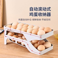 [in stock] Egg Storage Box Food Preservation Rack Rolling Egg Organizer Rolling Egg Refrigerator Sid