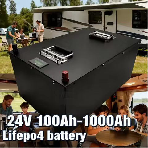24V LiFePO4 Battery 100Ah-1000Ah Lithium Iron Phosphate with BMS for 2KW Solar System RV Outdoor Off