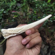 Once pipa cangklong tulang Gajah full ukir naga panjang 13-15cm
