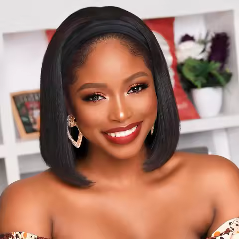 Straight Bob Headband Wig Human Hair Straight Human Hair Wigs For Black Women Machine Made Remy Shor