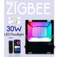 7CAI Zigbee Outdoor FloodLight RGBWW LED Garden Lamp 30W Waterproof Grade Compatible with Tuya App A