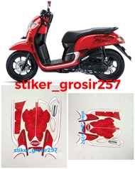 STIKER STRIPING LES LIS BODI MOTOR SCOOPY SPORTY FI 2017 2018 MERAH STANDAR