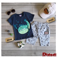 20156 Taiwan Imported Boy T-shirt Dark Blue Short Sleeve T-shirt with Fish Kid T-shirt
