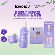 [NEW Bundle 2 In 1] lavojoy Repair Me Now Shampoo & Hair Mask Iris Garden Repair & Shine & 3X Kerati
