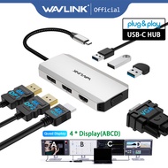 WAVLINK USB C Laptop Docking Station 7-IN-1 Multiport Adapter Quad Monitor with 4K HDMI 8K DP VGA