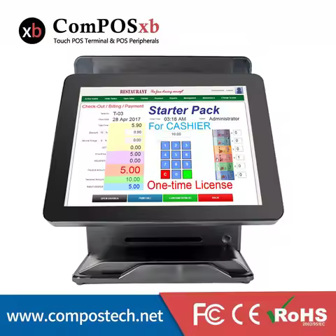Computer Dual Screen 15+15 Inch POS Terminal All In One Pos System Touch Screen PC