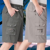 Summer Casual Shorts Overalls Cropped Pants Middle-aged Elderly Loose Straight Middle Pants Beach Pa