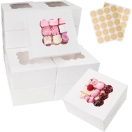 15 unit kotak roti putih berukuran 6''x6''x2.5'' dengan tingkap, untuk makanan ringan, macaron, dona