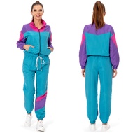 Adult 80s 90s Hippie Disco Cosplay Costume Sportwear  Halloween Carnival Suit