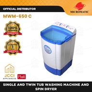 Micromatic Washing Machine Single Tub 6.5kg. Heavy Duty Motor and Body Transparent Cover Original w/ 1 Year Warranty MWM 650 C