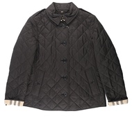 【BURBERRY 巴寶莉】XL號菱格紋棉質輕型外套(黑色)/ 平行輸入