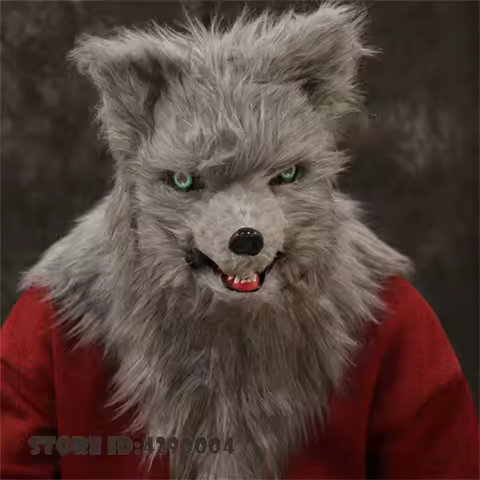 unny Masquerade Headgear Movable Mouth Wolf Realistic Animal Mask Halloween Fox Animal Mask Headgear