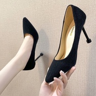 Black Velvet Heels 9cm