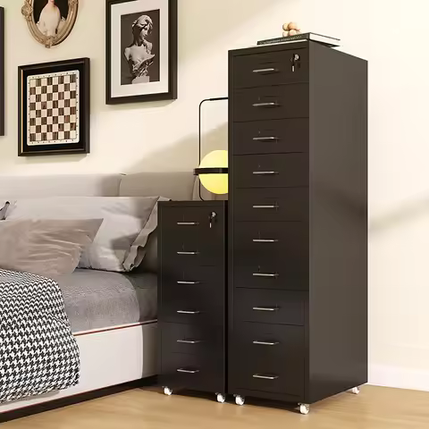 Office Filing Cabinets,Modern 8/10 Drawer Mobile Metal Vertical File Cabinet Under Desk Office Furni