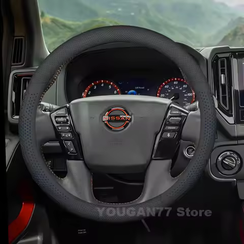39CM Leather Car Steering Wheel Cover For Nissan Frontier 2024 2025 Covers For Covers Auto interior 