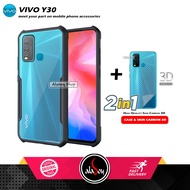 Vivo Y30 Armor Case Transparent Casing with 3D Carbon Skin