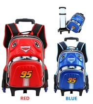Kids 6 Wheels Trolley Primary School Bag Backpack 3D Car Trolley School Bag KID038