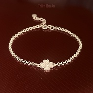 Lắc tay Bạc nữ Mặt Cỏ 4 lá đính đá vòng tay công tròn TTA Jewelry