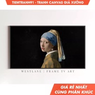 Wall Painting, Vintage Portrait Painting Frame TV Art Dark Moody Decor TV157, comes with hanging nai