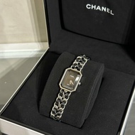 CHANEL 經典Premiers Rock皮穿鍊方糖腕錶 - S黑銀