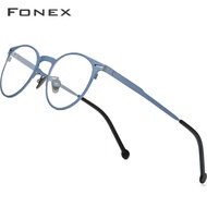 Frame Kacamata Pria FONEX Retro Bulat Titanium Murni