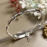 Bamboo Bracelet 9999 Sterling Silver Female Solid Closed Sliding Open Pure Silver Young Silver Brace